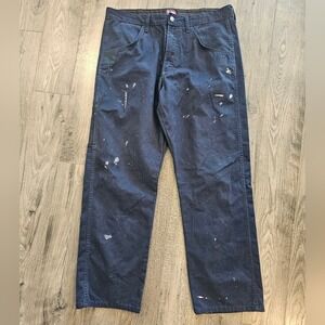 Men's‎ sz38 Wrangler Workwear Paint Distressed Thrashed Navy Chinos Utilitarian